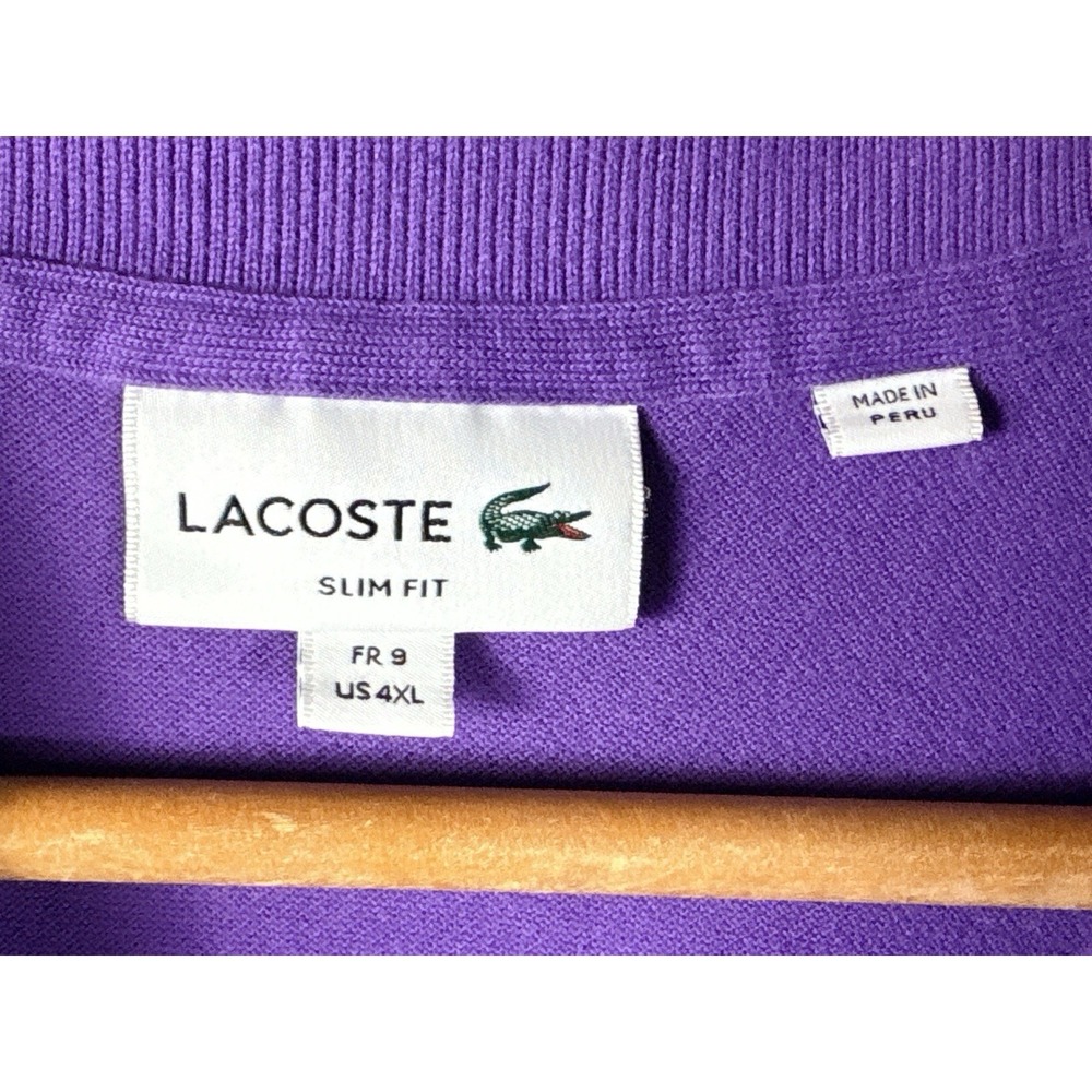 Lacoste Polo Shirt Mens 3XL/XXL Purple Solid  Gator Short Sleeve - Picture 3 of 8